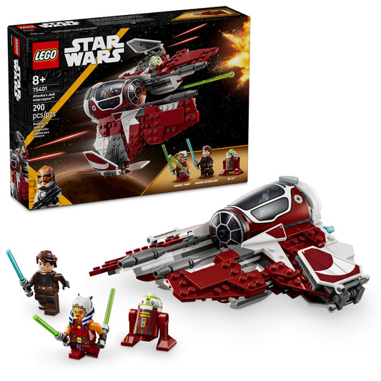 LEGO Star Wars Ahsoka's Jedi Interceptor cockpit open for immersive space battles.