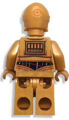 LEGO C-3PO head detail shows authentic sculpt for display.