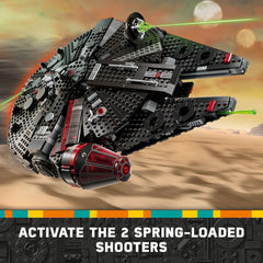 LEGO Star Wars Dark Falcon features spring-loaded shooters for dynamic battle play.