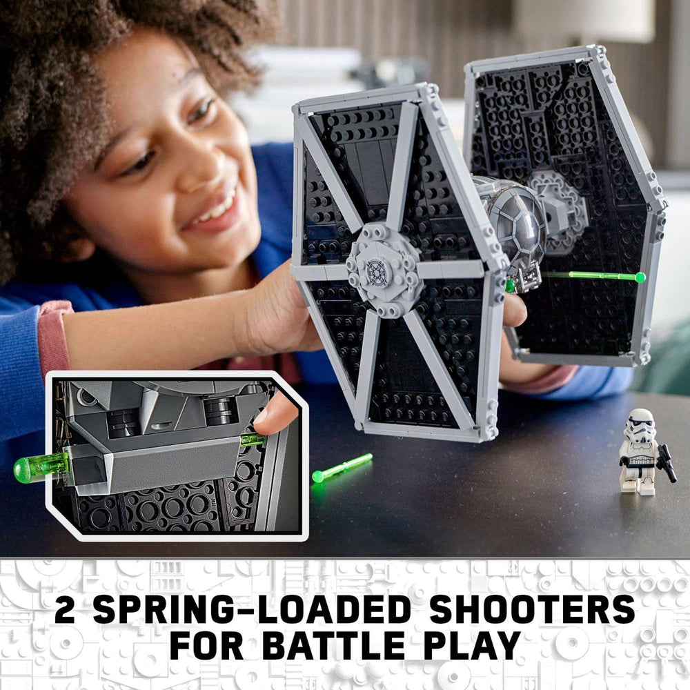 LEGO Star Wars Imperial TIE Fighter 75300 pilot minifigure ready for missions.