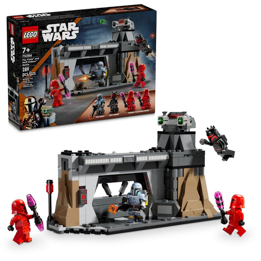 LEGO Star Wars Paz Vizsla and Moff Gideon Battle base with armored entry for dramatic play