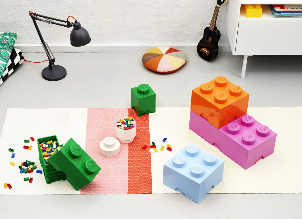 LEGO Storage Brick Blue stack with multiple units in a workspace.