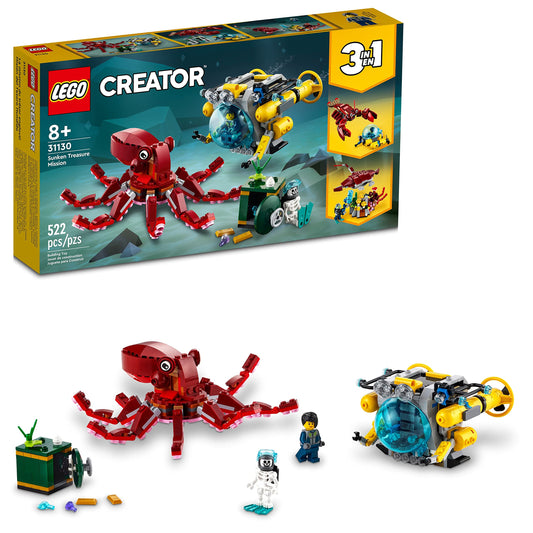 LEGO Creator 3in1 Sunken Treasure Mission submarine image for immersive underwater play