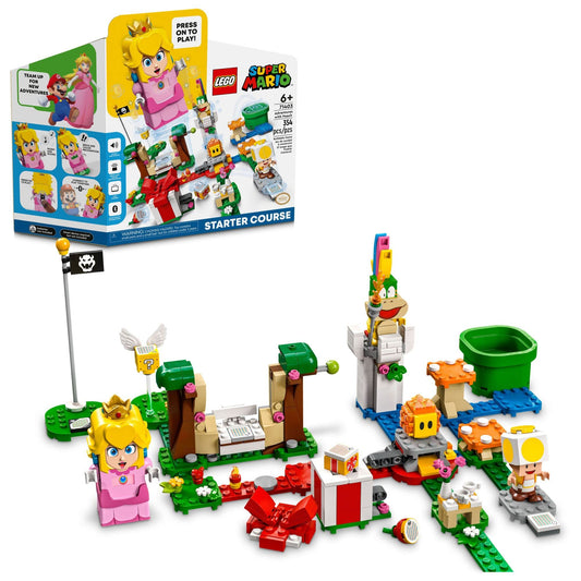 LEGO Super Mario Peach interactive figure with LCD display for expressive play moments.