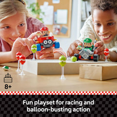 LEGO Super Mario Baby Luigi on a Tri-Speeder ready to zoom and race.