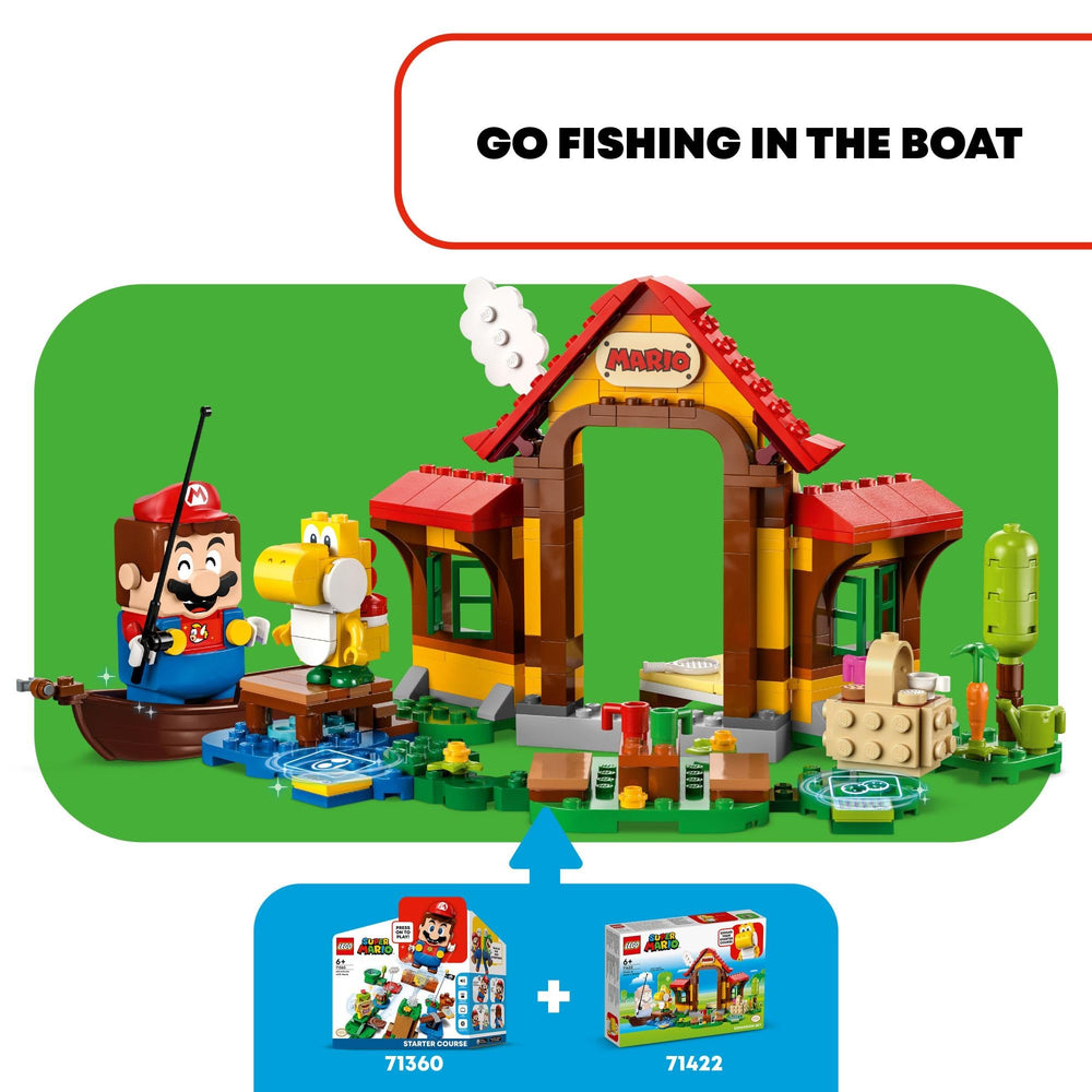 LEGO Super Mario boat fishing feature with belly screen rewards during play.