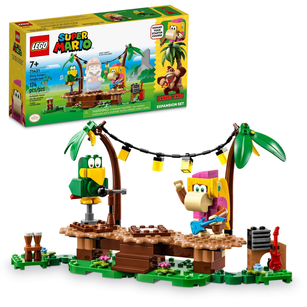 LEGO Super Mario Dixie Kong Jungle Stage showcases rotating platforms for creative music adventures.