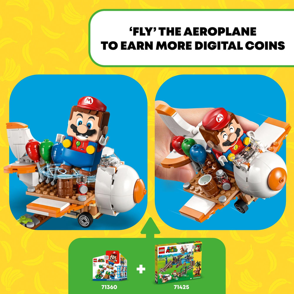 LEGO Super Mario Funky Kong airplane shop featuring action tags