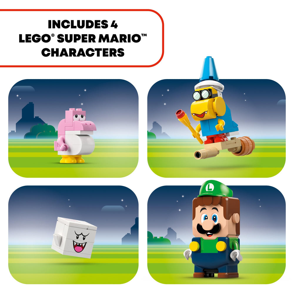 LEGO Super Mario Mushroom Platform creates action moments during play.