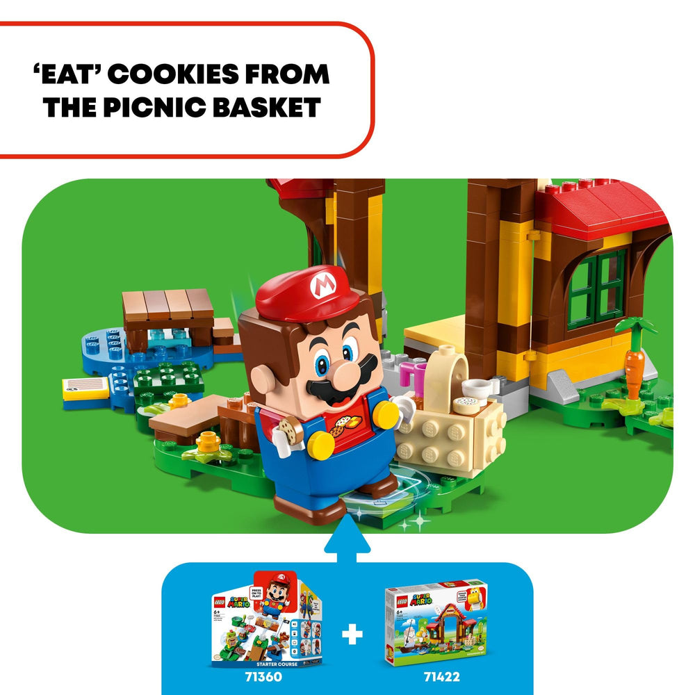 LEGO Super Mario picnic basket and snacks for fun role-play moments.