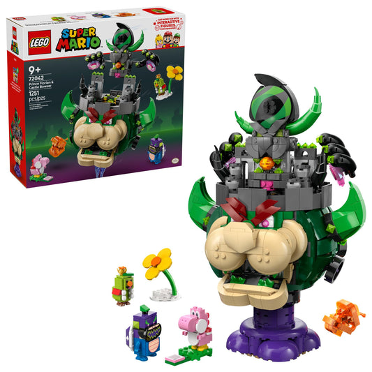 LEGO Super Mario Prince Florian and Castle Bowser boss battle setup for creative pretend play