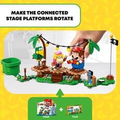 LEGO Super Mario rotating platforms invite kids to explore rhythm and stage tricks.