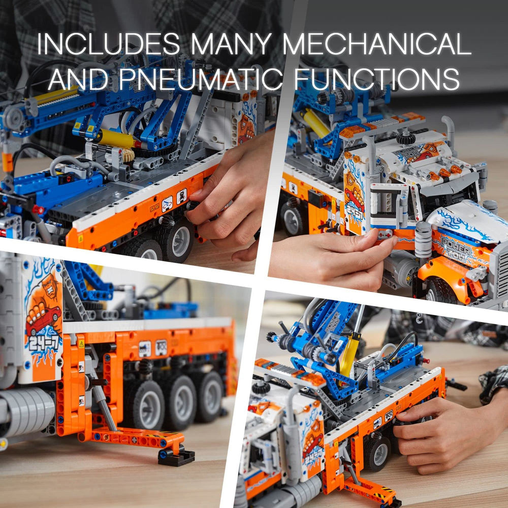 LEGO Technic 42128 cab details and roof steering enhance tactile building.