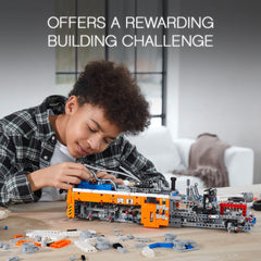 LEGO Technic 42128 hood open engine exposes moving pistons for inspection.