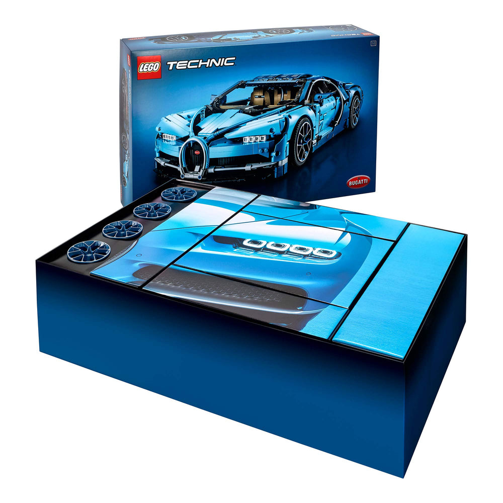 LEGO Technic Bugatti Chiron 42083 duo-tone blue color collectors display piece