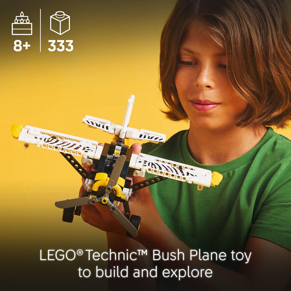 LEGO Technic Bush Plane shows adjustable ailerons for creative aircraft tuning