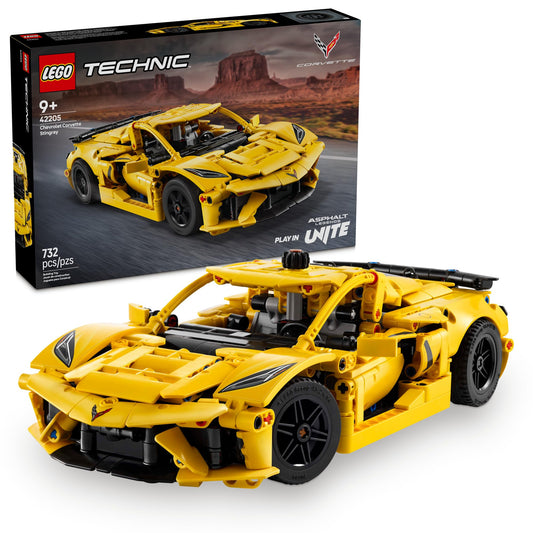 LEGO Technic Chevrolet Corvette Stingray front view highlighting steering interaction