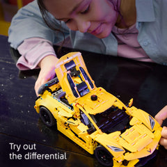 LEGO Technic Corvette Stingray steering wheel close-up for interactive play