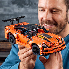 LEGO Technic Corvette ZR1 engine detail with moving pistons for realism.