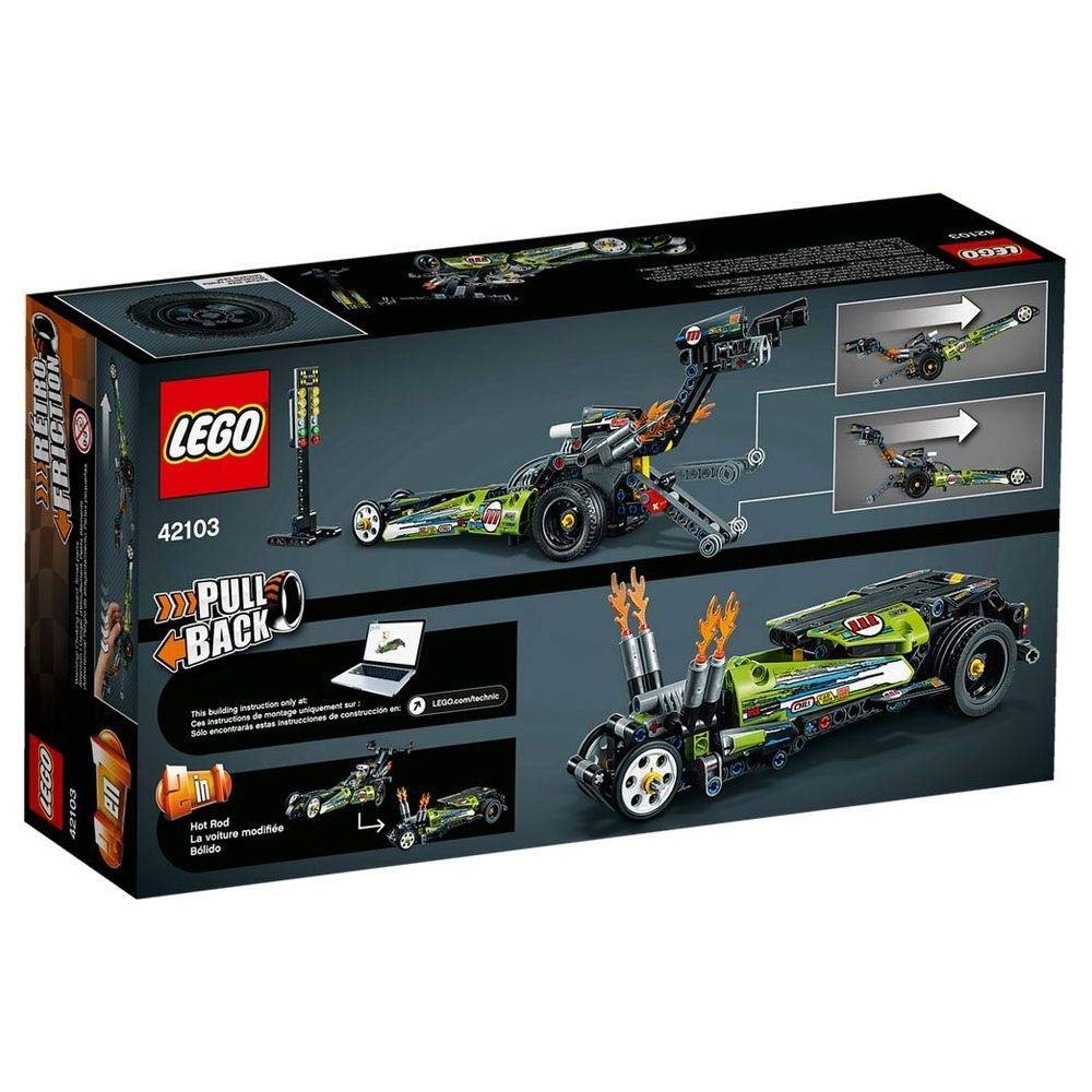 LEGO Technic Dragster length of 32 cm for action play.