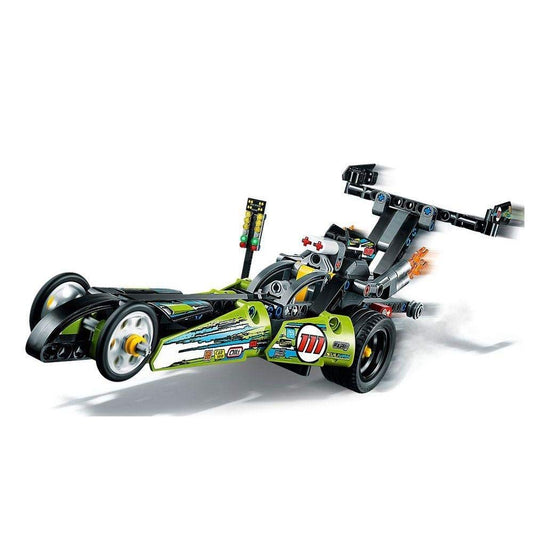 LEGO Technic Dragster pull-back car for quick race adventures.