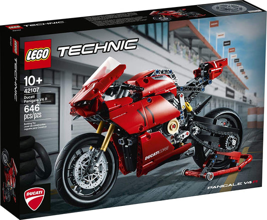 LEGO Technic Ducati Panigale V4 R 42107 gearbox view illustrates the two-speed mechanism for exploring gear shifts.