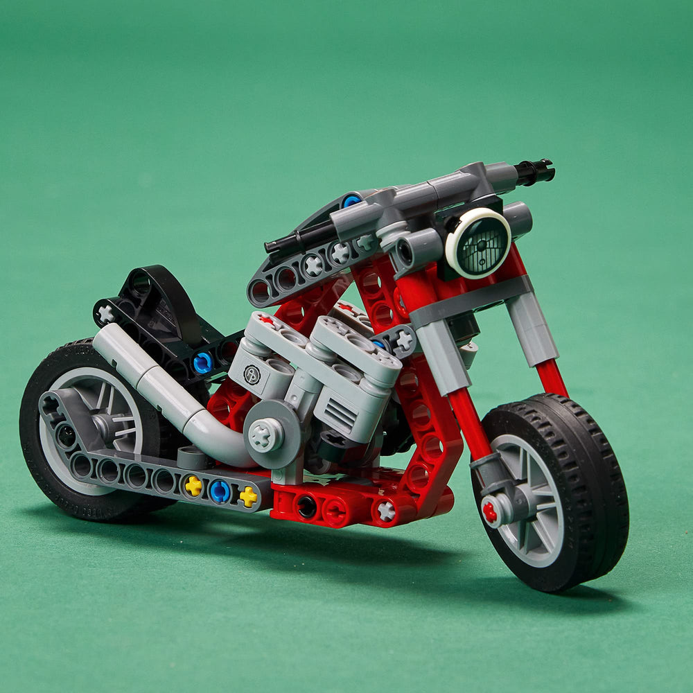 LEGO Technic motorcycle 42132 pistons movement showcases responsive functionality during build