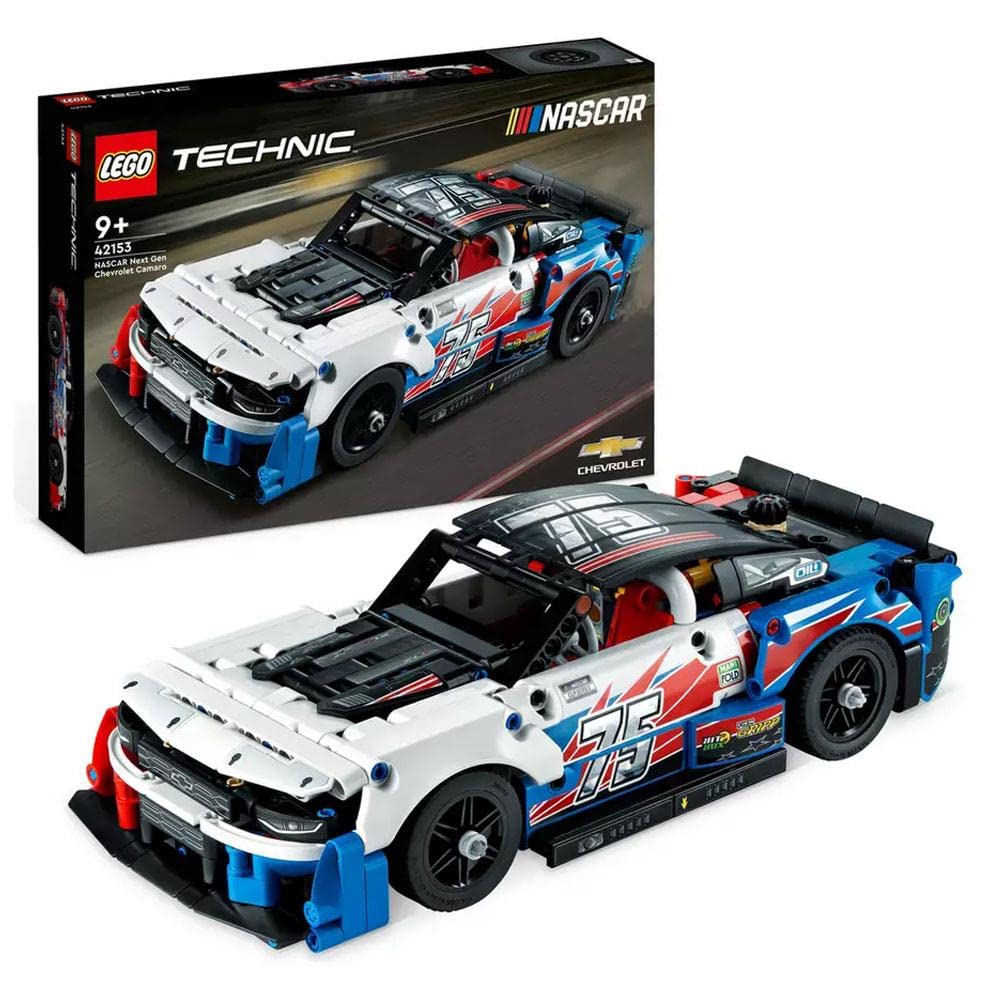 LEGO Technic NASCAR Camaro ZL1 model steering feature enables realistic handling.