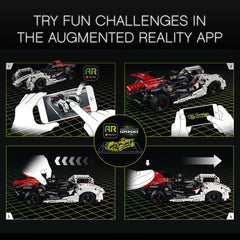 LEGO Technic Porsche 99X AR race on a virtual track scene