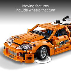 LEGO Technic Supra steering system demonstrates precise control during build.