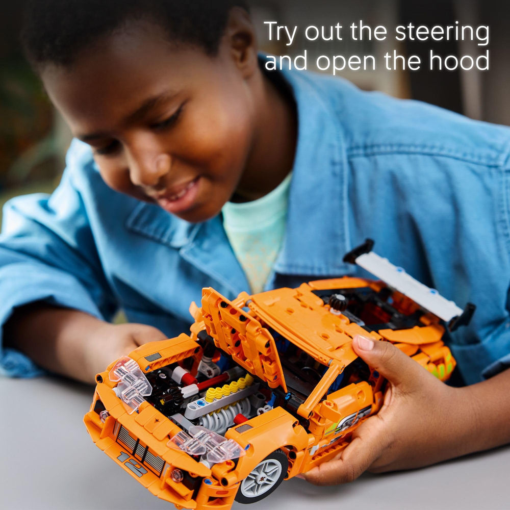 LEGO Technic Supra trunk NOS bottles detail enhances scene authenticity.