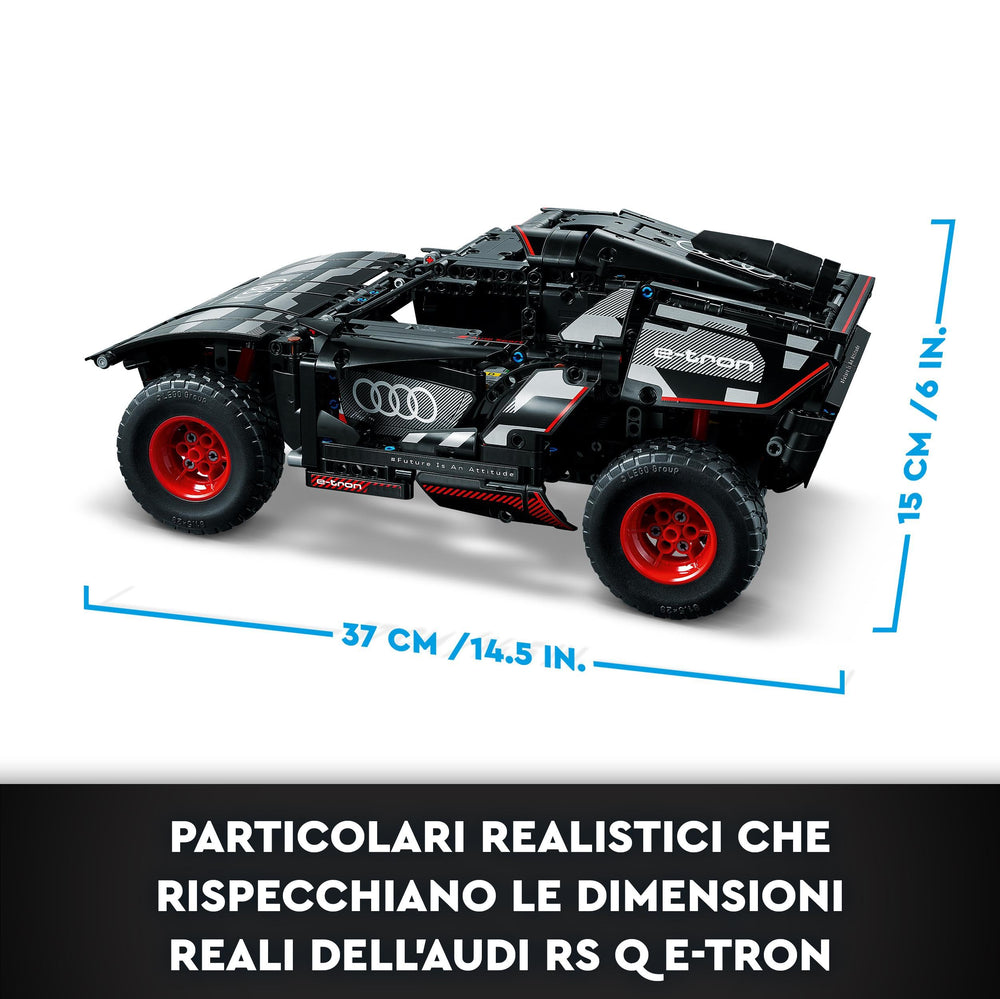 LEGO Technic Audi RS Q e-tron 42160 suspension close-up for authentic handling realism