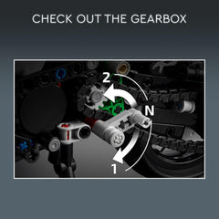 LEGO Technic Kawasaki Ninja H2R engine and turbo detail demonstrates mechanical realism