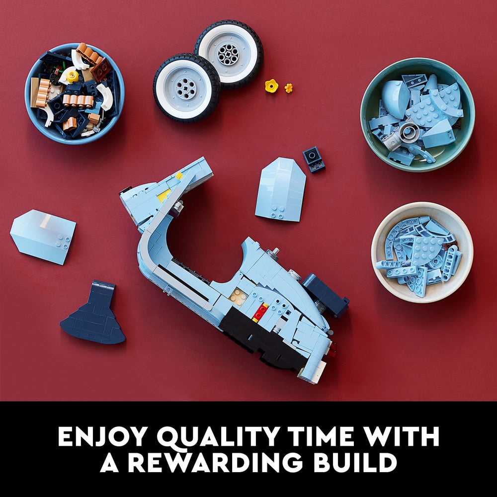 LEGO Vespa 125 helmet and basket accessory enhances display storytelling.