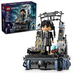 LEGO Wednesday Addams figure pose showcases posable features for dynamic play and display.