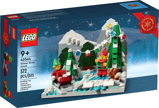 LEGO Winter Elves Scene minifigure elf exploring a snowy landscape for imaginative play.