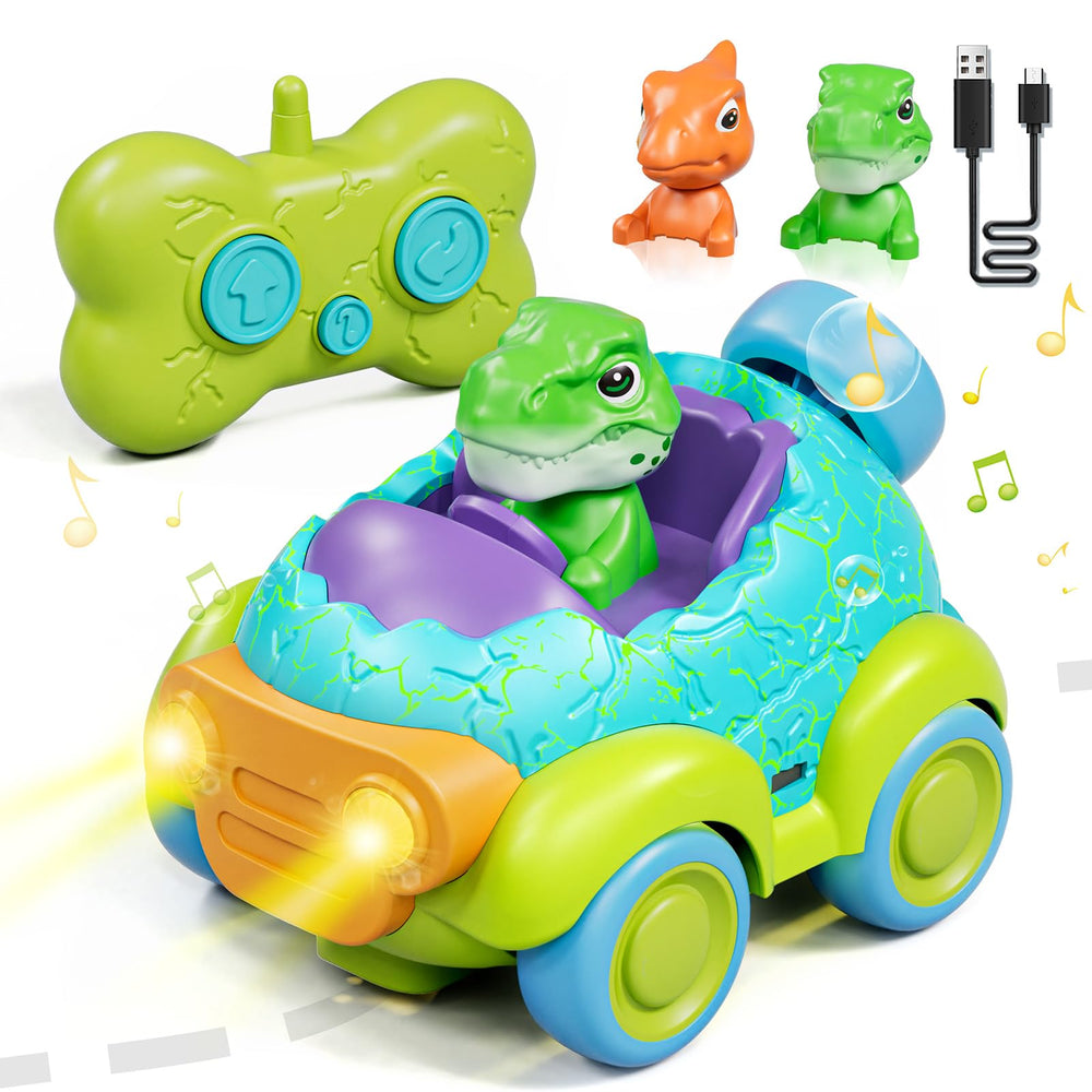 Lehoo Castle dino RC car front view with lights for indoor play