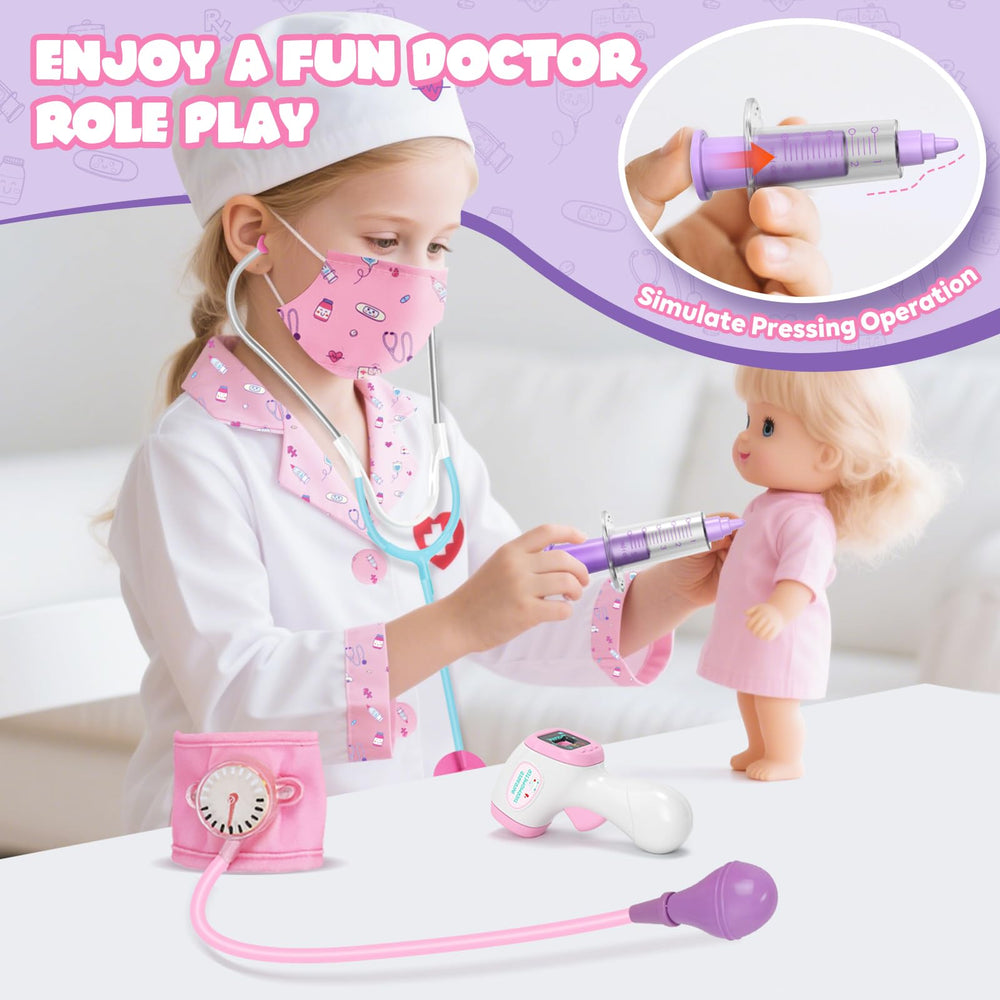 Lehoo Castle doctor stethoscope included for realistic sound during pretend exams