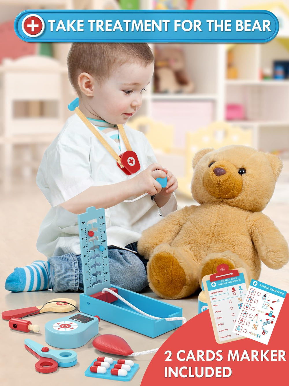 Lehoo Castle Doctor Kit ear scope for kid friendly anatomy role play.