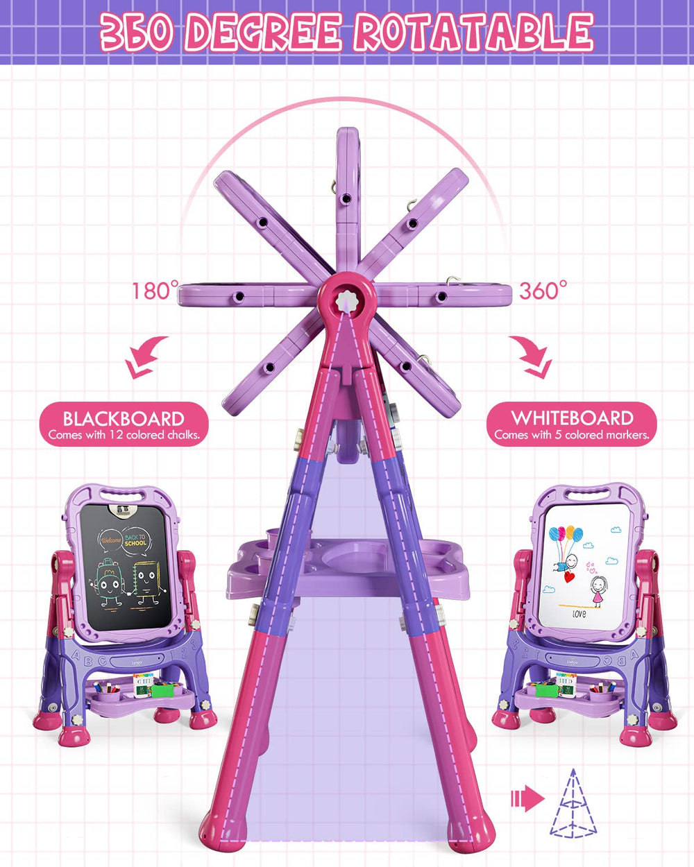 Lehoo Castle Easel double-sided board lets two kids draw at once.