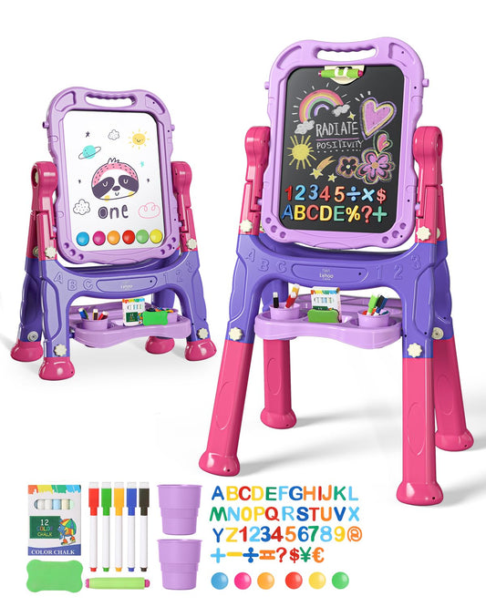 Lehoo Castle Easel with tripod stand provides stable support for kids' art.