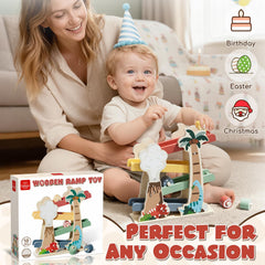 Lehoo Castle educational play supports motor skills through dinosaur racing.