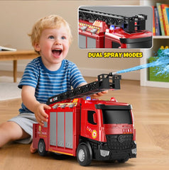 Lehoo Castle fire truck with siren and lights for realistic emergency play.