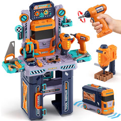 Lehoo Castle kids tool bench station with realistic features for open-ended building play.
