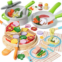 Lehoo Castle pizza toy with pot and pan for imaginative kitchen play
