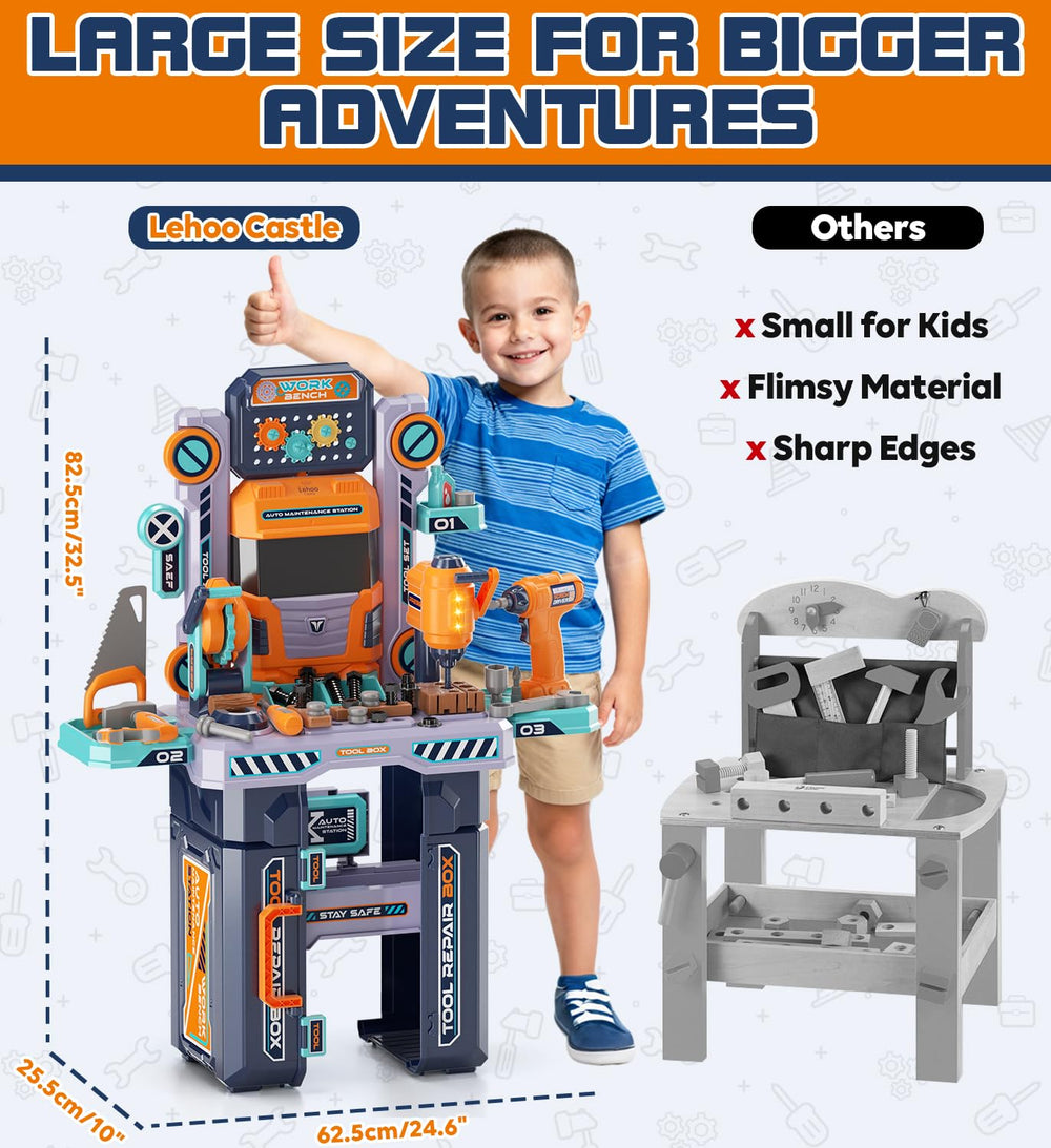 Lehoo Castle tool set includes hammer, screwdriver, and wrench for early skills.