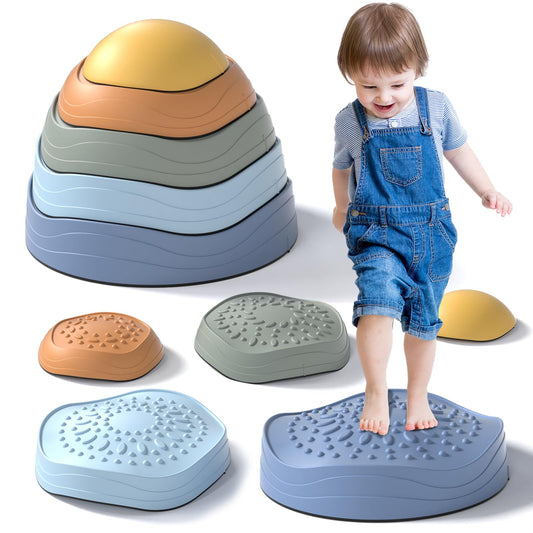 Lehoo Castle stepping stones with anti-slip bottom for safe indoor and outdoor play.