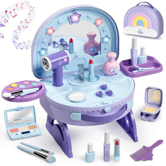 Lehoo Castle toddler vanity mirror with star lights sparks imaginative dress-up play and grooming skills.