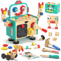 Lehoo Castle tool bench with hammer, kid-friendly real tool play to boost fine motor skills.