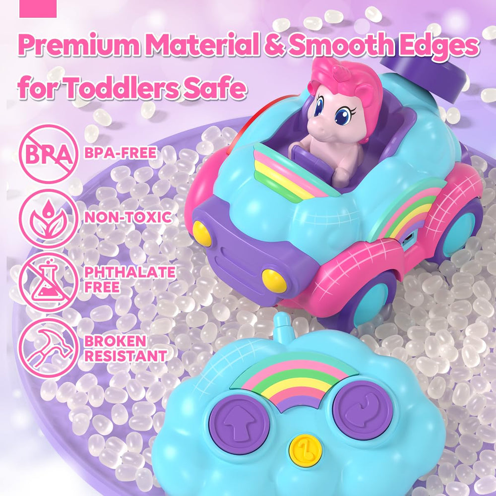 Lehoo Castle Unicorn RC Car USB charging, supports longer play sessions.